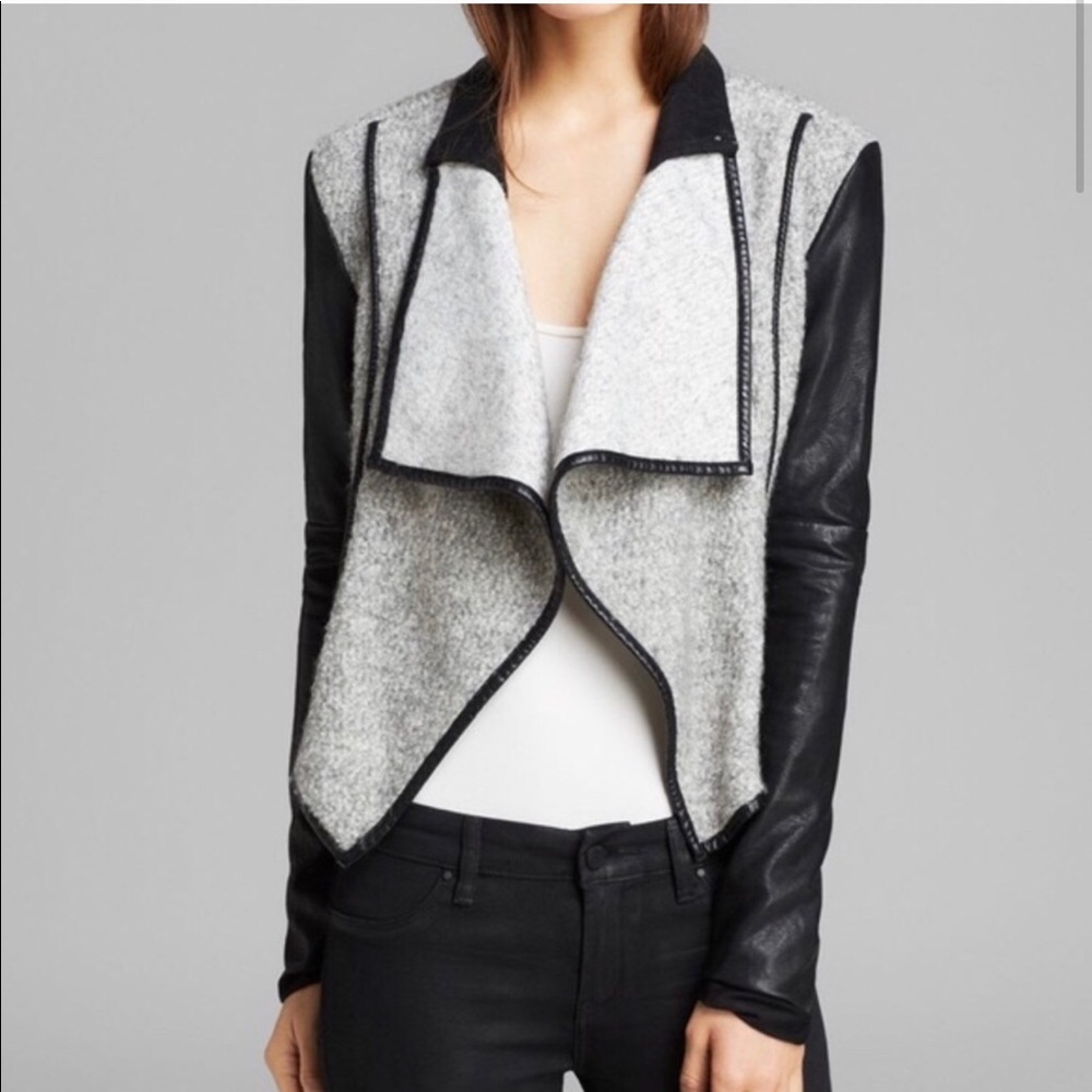 BLANK NYC- Vegan Leather Wool Drape Coat- Like New